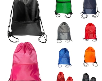 Drawstring Bag Rucksack Gym School PE Bag Swimming Sports Kids Adults Backpack Drawstring bag with zip pocket Travel bag