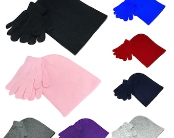 Kids Hat and Gloves set Boys Girls Winter Warm Magic Gloves Knitted Beanie Hat School Unisex for age 3-7
