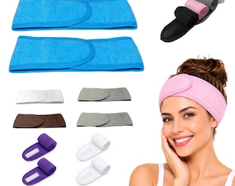 2 Pack Spa Headband Facial Head Wrap Adjustable Makeup Terry Cloth Hairband for Washing Face Bath Shower Yoga Women Headband Girls Hair band