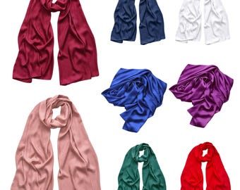 Satin Silk Scarf for Women Plain Silky Feel Neck Scarf Long Wedding Shawl Evening Wrap Women's Scarves & Wraps 180 x 70 cm