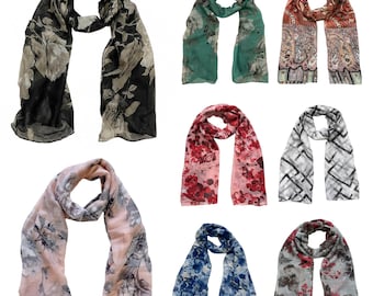 Printed Scarf for Women Lightweight Soft Large Scarves Long Shawl Wrap Headscarf Ladies Scarves 180 x 70 cm