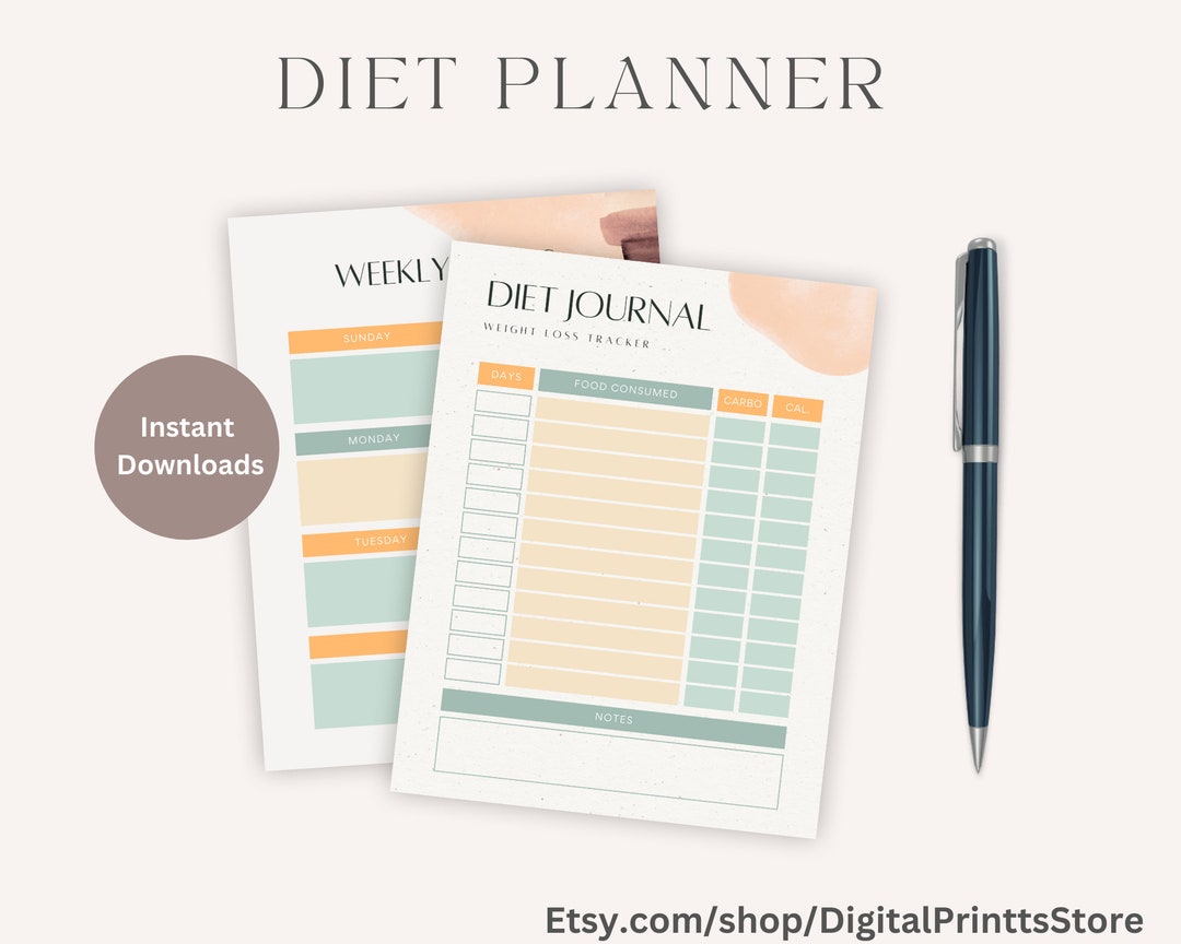 Printable Planner Meal Planner Diet Journal Meal Journal Etsy