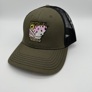Arkansas Brown or Rainbow Trout Embroidered Hat - Snapback