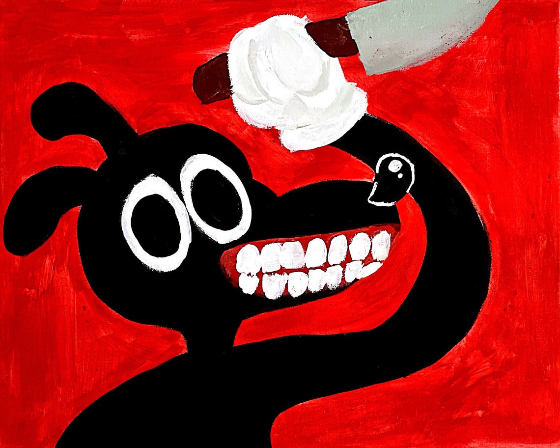 CARTOON DOG Trevor Henderson 16x20 Fan art Painting | Etsy