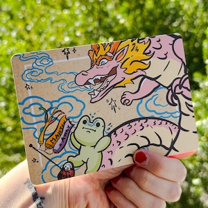 Dragon postcard size print: Froky & Daruky