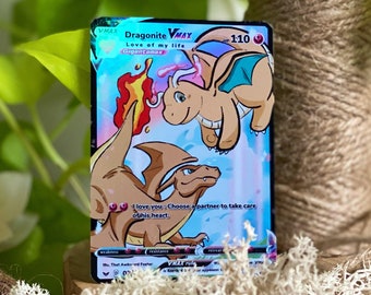 Carte custom Pokemon Lovers "Charizard & Dragonite Valentine's day"