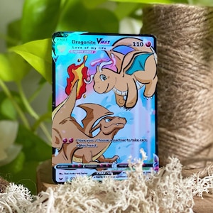 Carte custom Pokemon Lovers "Charizard & Dragonite Valentine's day"