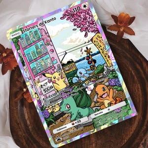 Carte custom Starter de Kanto - Bulbizarre, Salamèche, Carapuce au Japon & Sakura