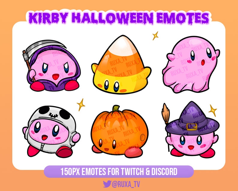 Kirby Halloween Emotes Voor Streamers / Twitch / Discord / - Etsy