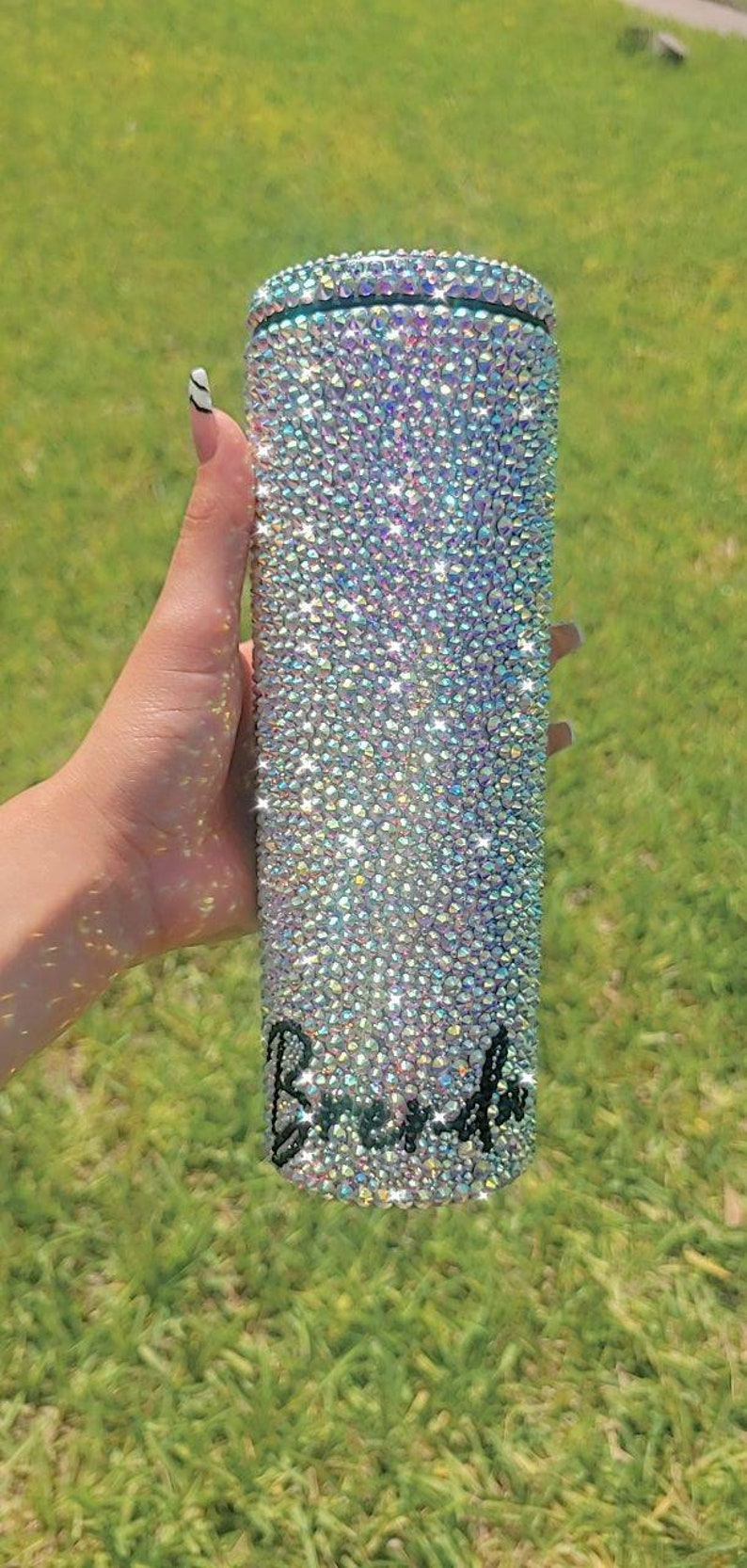 Rhinestones tumbler Custom with name or designer logo Etsy