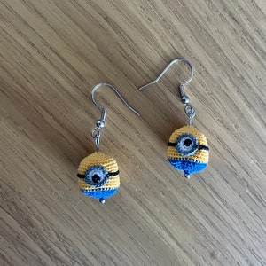 Cute Minions (Despicable Me) Dangle Earrings Handmade Crochet