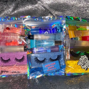 Lipgloss+lashes bundle| Lipgloss bundle| Cosmetic gift set| Scrunchie set | Mink lashes lipgloss bundle | stocking stuffer