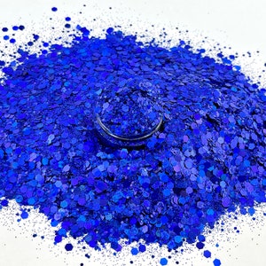 Royal Blue Glitter, Chunky Holographic Glitter, Nail Glitter, Cosmetic, Resin Art