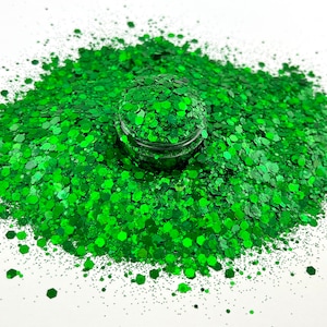 Shamrock Green Glitter, Chunky Holographic Glitter, Nail Glitter, Cosmetic, Resin Art
