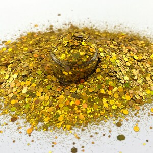 Gold Glitter, Chunky Holographic Glitter, Nail Glitter, Cosmetic, Resin Art