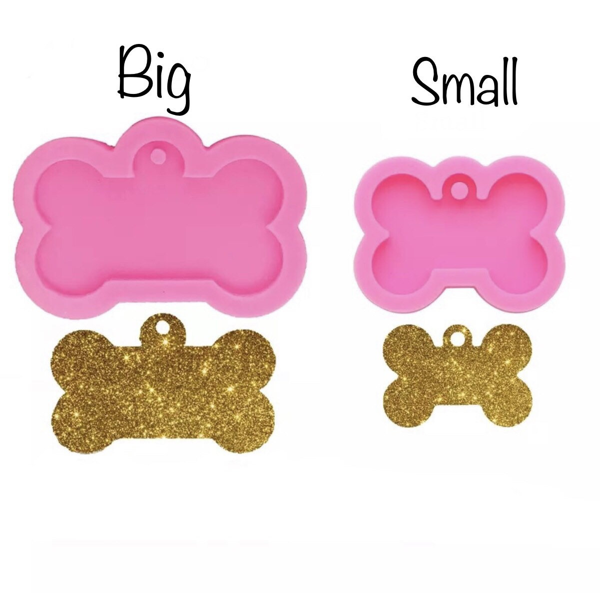 Dog Bone Resin Silicone Molds, 10Pcs DIY Cute Dog Tag Epoxy Resin Mold with  20 Pcs Keychains for DIY Crafts Making 