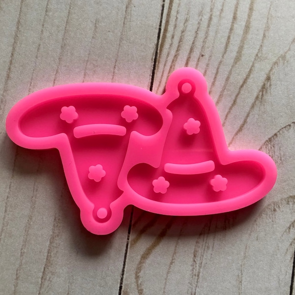 Halloween Witch Hat Earrings Mold, silicone mold, resin mold, witch mold