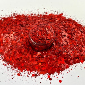 Candy Apple Red Glitter, Chunky Holographic Glitter, Nail Glitter, Cosmetic, Resin Art