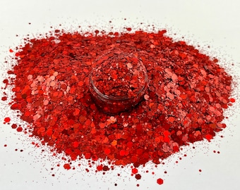 Candy Apple Red Glitter, Chunky Holographic Glitter, Nail Glitter, Cosmetic, Resin Art