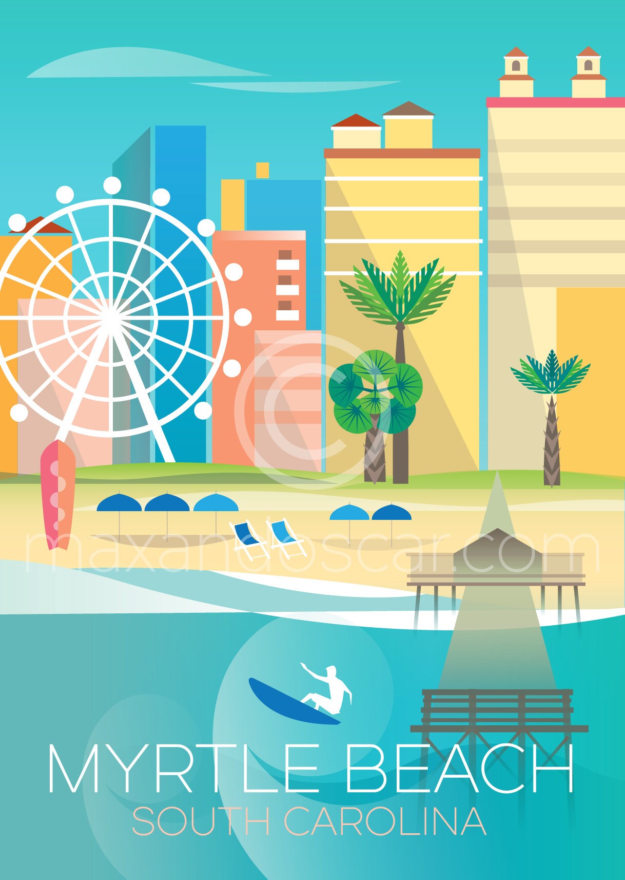 Myrtle Beach Print Etsy