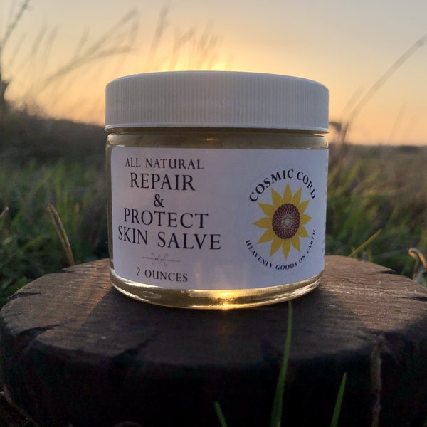 All Natural Repair & Protect Skin Salve - Great for windburn and smoothing out hard dry skin - Beeswax, Chamomile, Geranium, and Much More