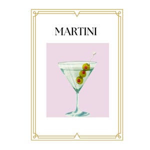 Martini Art Print | Digital Download | Bar Cart Decor | Cocktail Wall Art | Kitchen Art | Martini Illustration | Printable Martini Art