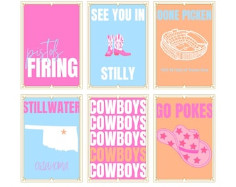 OKLAHOMA STATE UNIVERSITY Cute Digital Print College Wall Decor Set of 6