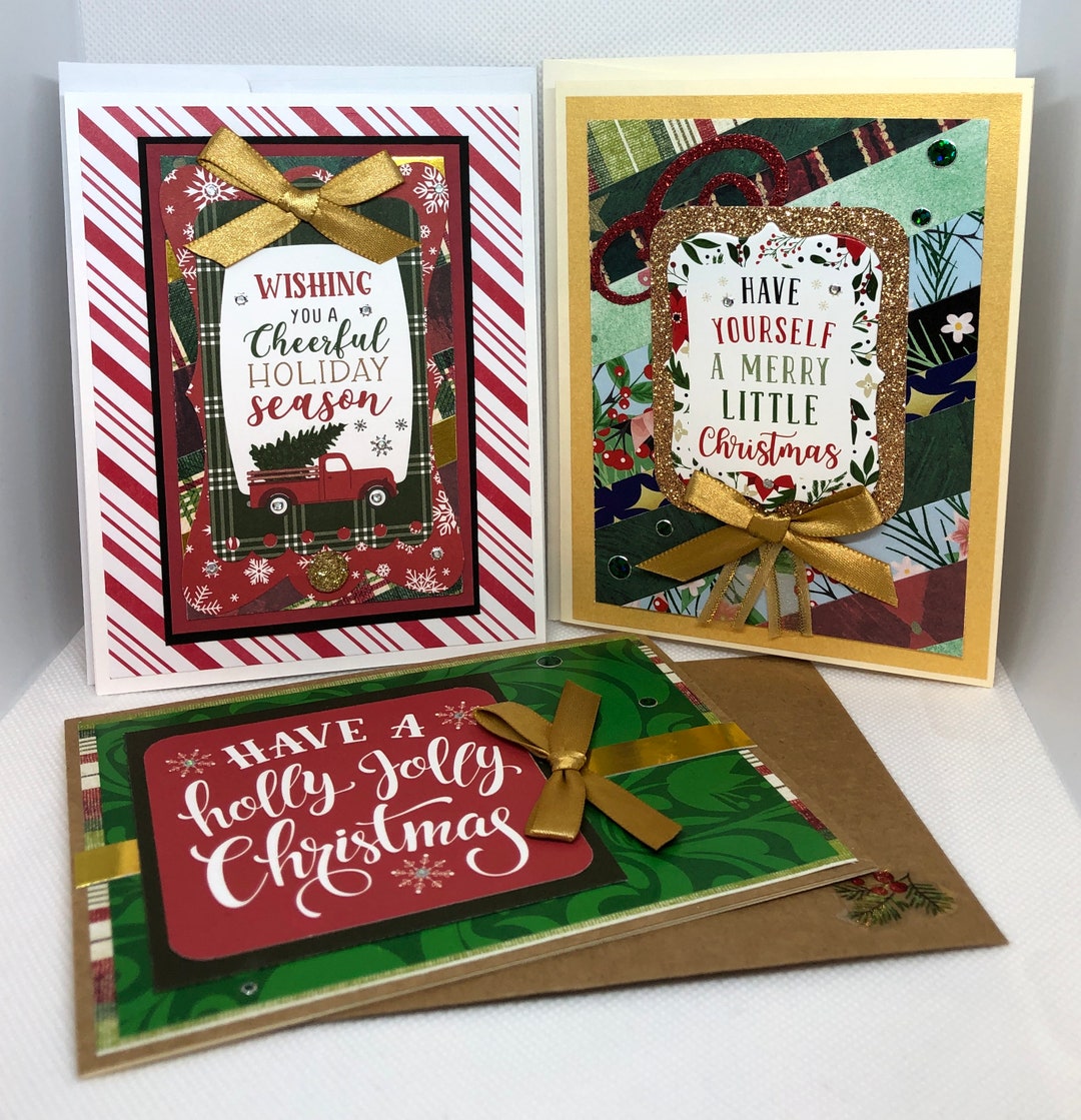 Handmade Card Set Handmade Christmas Card Set – Holiday Greetings, Embellished Cards - Etsy