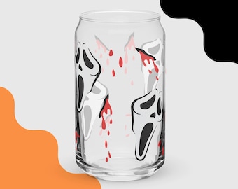 Bicchiere di Halloween Scream Ghost Face (con colore) / Decorazioni in vetro per Halloween e autunno