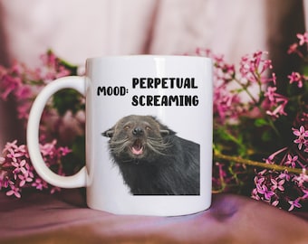 Humeur : Tasse à café matinale hurlante perpétuelle | Tasse à café animale drôle | Décoration intérieure en verrerie