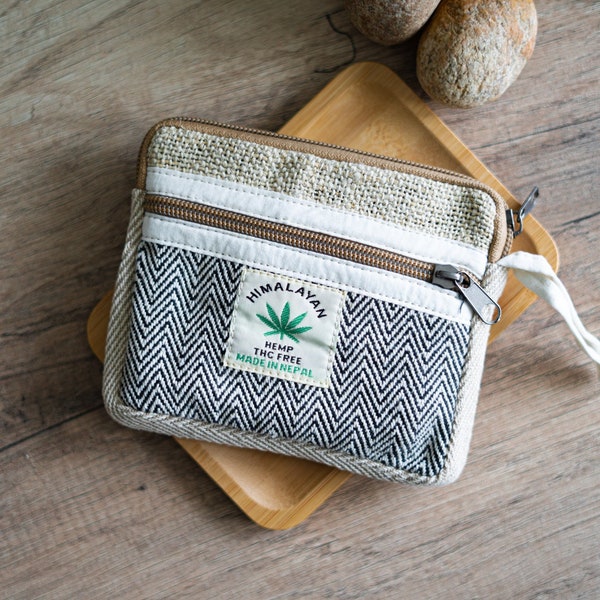 Hemp Coin Purse, Eco-friendly Wallet, Colorful Coin Pouch,  Handmade Purse,  Sustainable Accessories