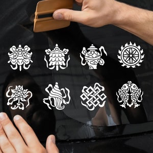 Eight Auspicious Decal/ Ashtamangala Decal/ Buddhist Decal/ Buddha Decal/ Tibetan Buddhism Decal /Good Luck Stickers/Car Decal/ Laptop Decal