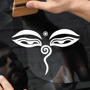 Sticker yeux de Bouddha, sticker yeux de sagesse, yeux de stupa, symbole bouddhiste sacré, Népal, sticker bouteille d'eau, sticker pour ordinateur portable