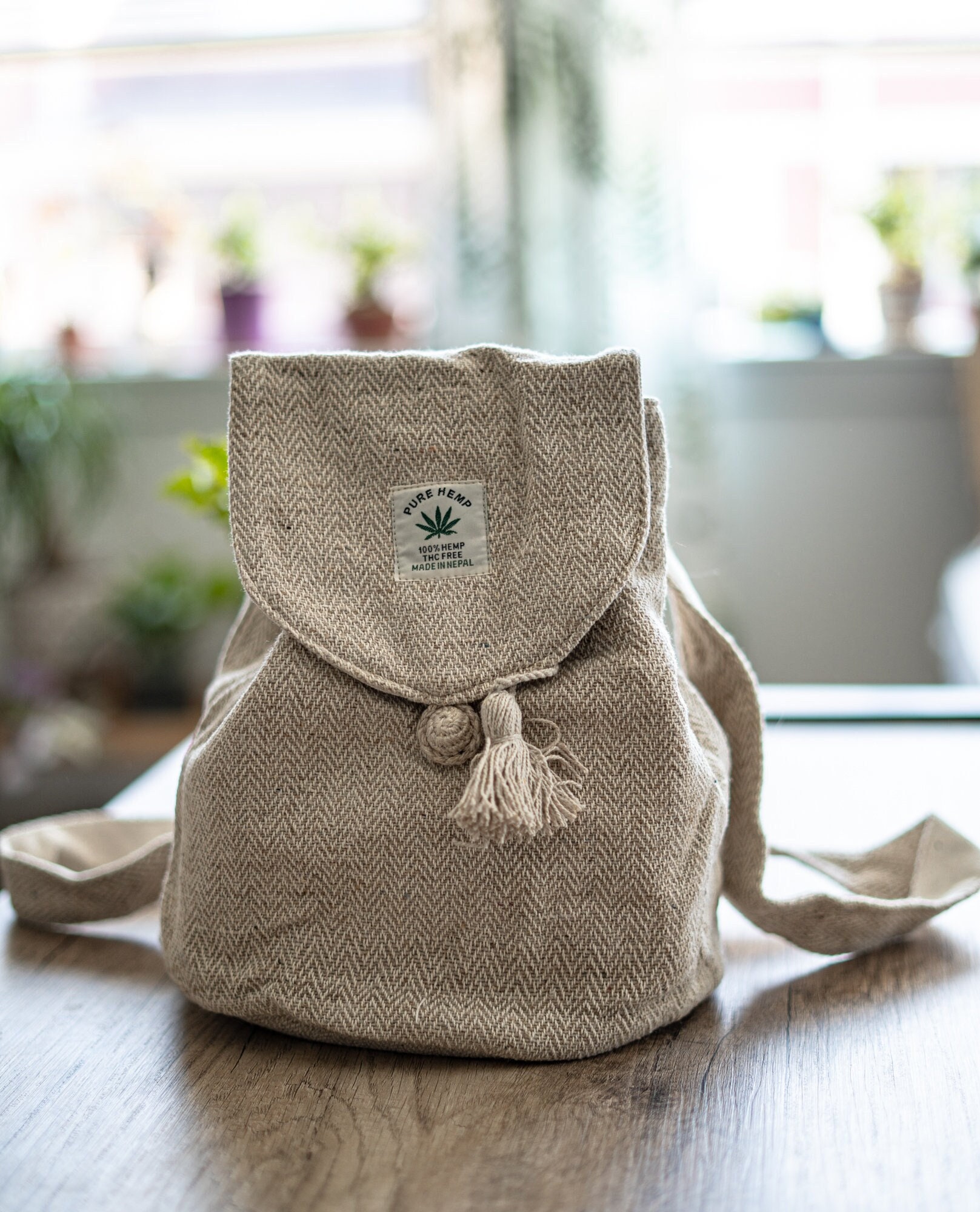 Bohemian Style Wool Bucket Bag, Backpack, Made in Nepal, Hippie, Fair-Trade Hobo Hobo Hippie Recycled Jute Rice Bag Backpack Hand-made - Etsy main image 3