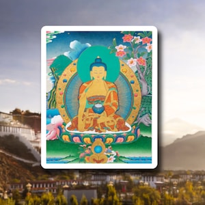 Medicine Buddha Sticker, Thangka sticker, Yoga Sticker, Nepal, Buddhist, Water bottle sticker, laptop sticker, gift sticker