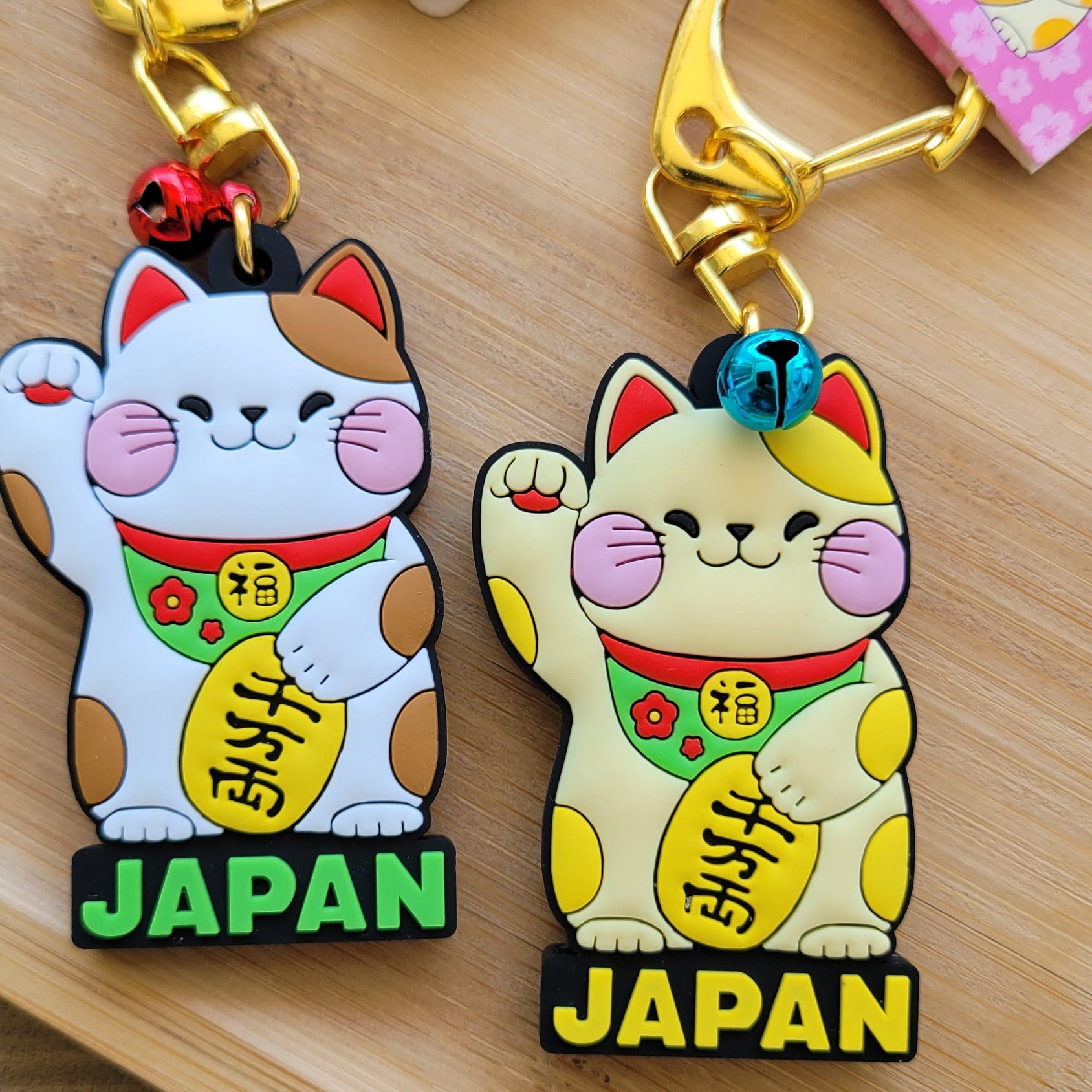 Japanese Lucky Cat Keychain, Cat Keyring, Maneki Neko Accessories