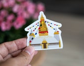 Buddha temple sticker, Swayambhunath stupa, Buddhism,Nepal, Buddhist, Monkey temple, Water bottle sticker, laptop sticker, gift sticker