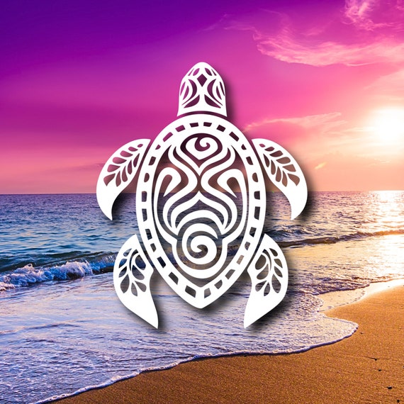 Tribal Sea Turtle Decal - Ocean-Inspired Vinyl Sticker for Laptops, Water Bottles, - Coastal Boho Turtle Design - Stylish Beach Decol