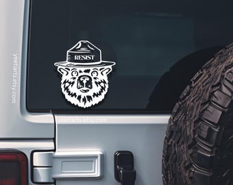 Resist Bear Sticker, Resist Fascism Decal, Protect Our National Parks Sticker, National Park Decal, Car Decal, Laptop sticker