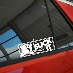 Kirby SUCK IT Decal, Kawaii Anime Vinyl, Anime Sticker, Car Decal, Laptop Sticker