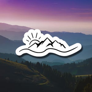 Mountain Sun Wave Decal - Nature Lover&#39;s Sticker, Outdoor Adventure Decor lover Vinyl, Wilderness  Decal, Mountain Decal, Ocean Decal
