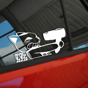 Turbo Granny Sticker, Lucky Cat Anime Vinyl, Anime Sticker, Car Decal, Laptop Sticker