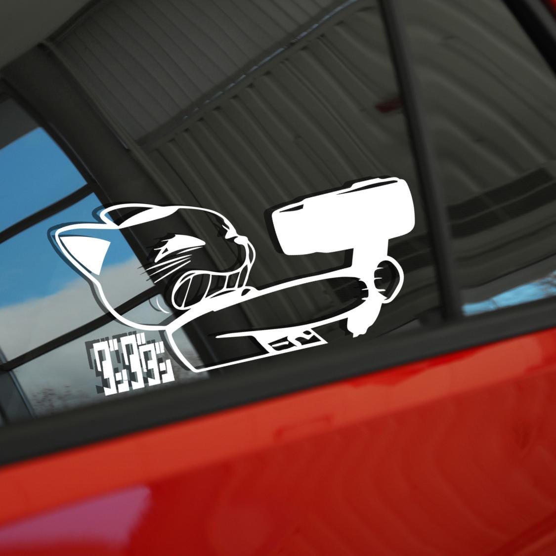 Turbo Granny Sticker, Lucky Cat Anime Vinyl, Anime Sticker, Car Decal, Laptop Sticker