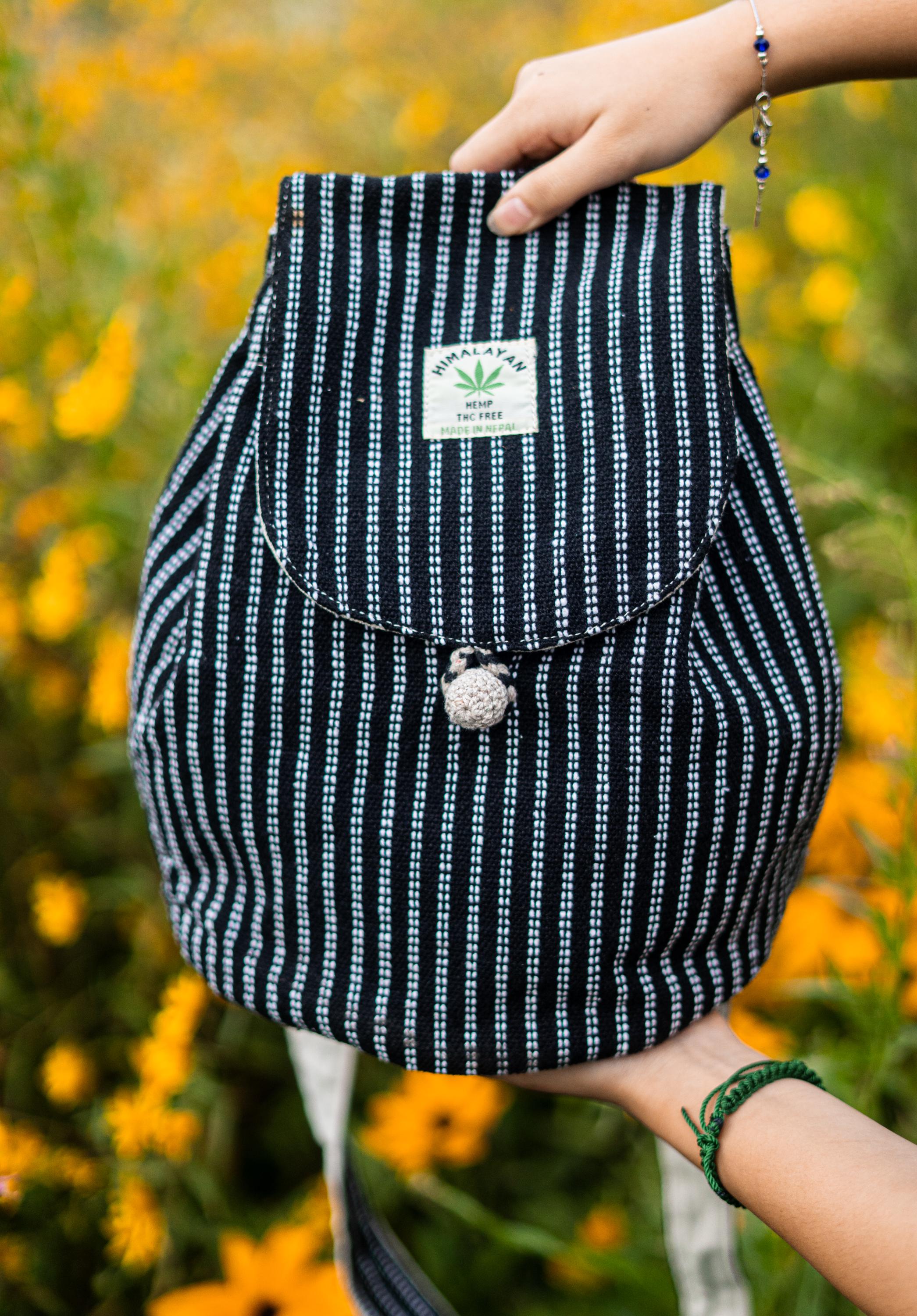 Handwoven Hemp Bucket Backpack, Nepal Village Crafted, Eco  display picture 3