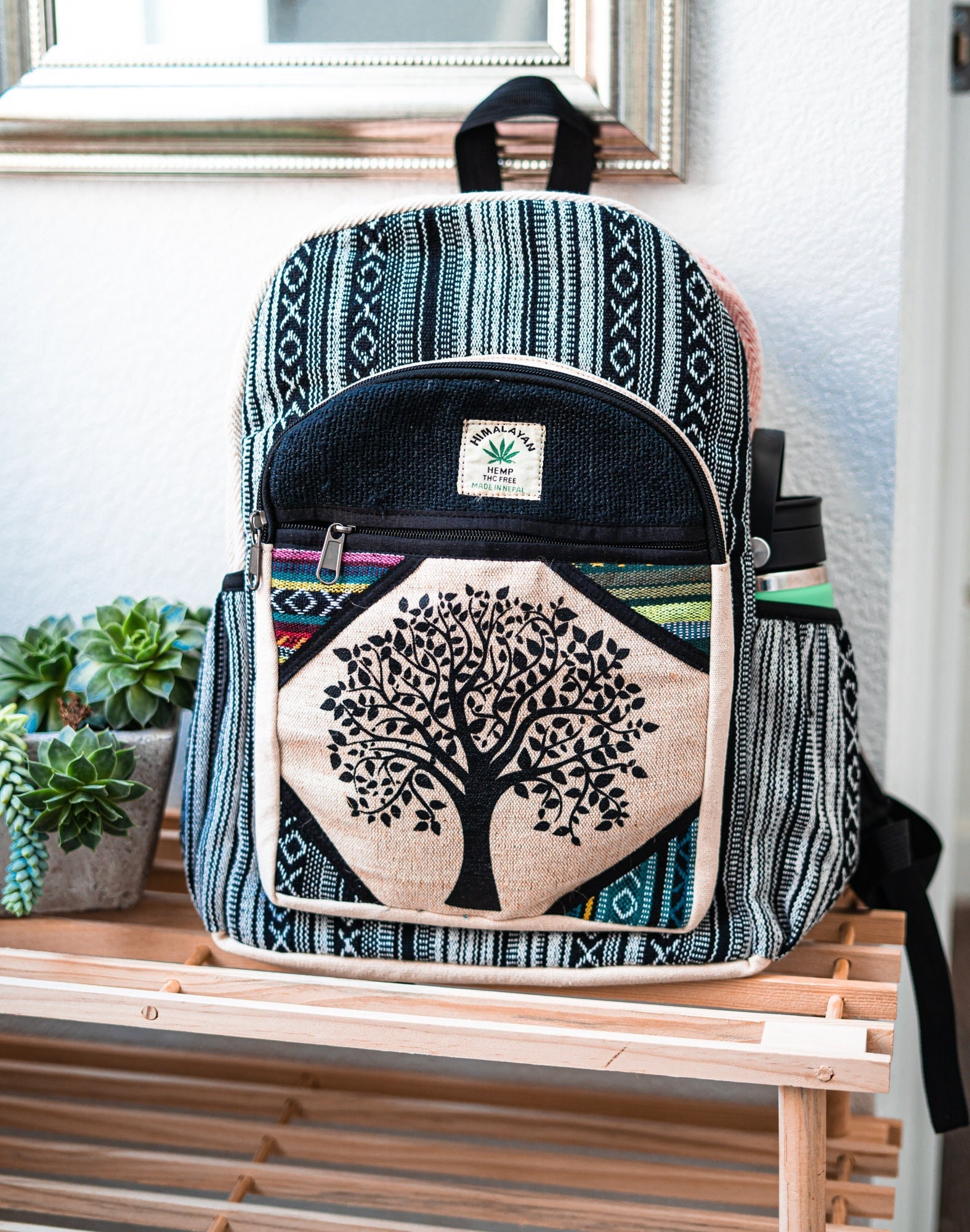 tree of life Small hemp backpack, small hemp purse, hippie bags, freespirit  bags, traveling bags, fairtrade bag, festival backpack