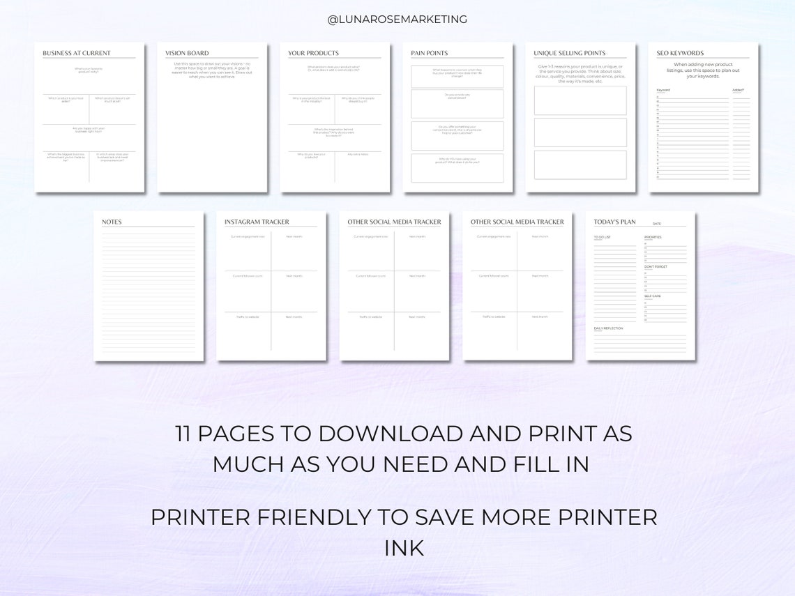 Etsy Shop Printable Planner A4 PDF File SEO Planner Business Planner ...