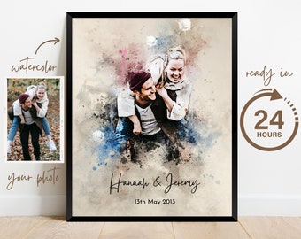 Anniversary Gifts for Boyfriend Husband Girlfriend Wife, 1st Anniversary Gift, Custom Couple Portrait from Photo, Personalized Couple Gifts