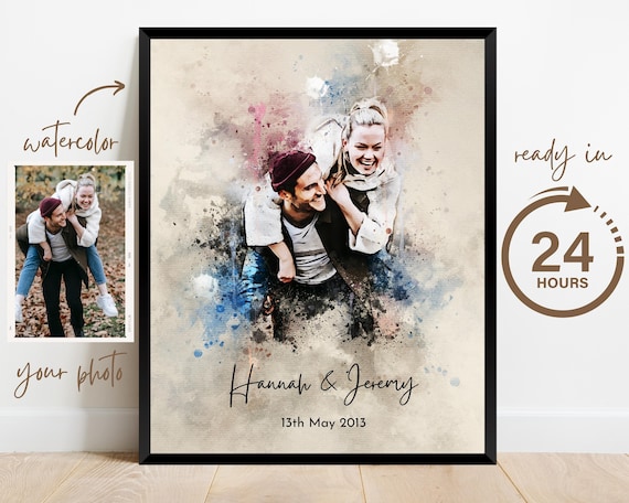 Anniversary Gifts for Boyfriend Husband Girlfriend Wife, 1st Anniversary  Gift, Custom Couple Portrait From Photo, Personalized Couple Gifts 