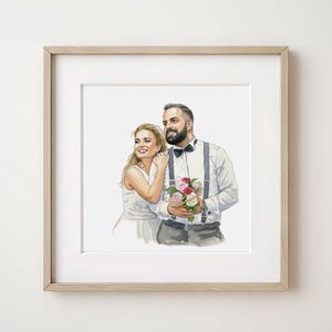 Custom Watercolor Portrait, Couple Painting from Photo, Anniversary Wedding Gift for Husband or Wife, Hand-Drawn, Hand-Painted