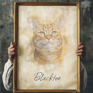 Gepersonaliseerde aquarel, kattenportret van foto, cadeau kat eigenaar, cadeau nieuwe kat, herdenkingscadeau, aangepaste kunst aan de muur, verlies van huisdier cadeau